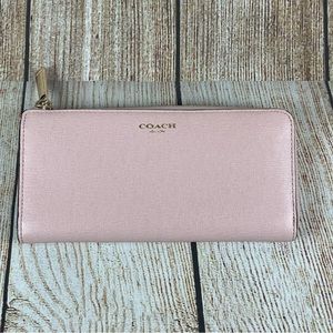 Coach Accordion Zip Around Leather Wallet, Pink